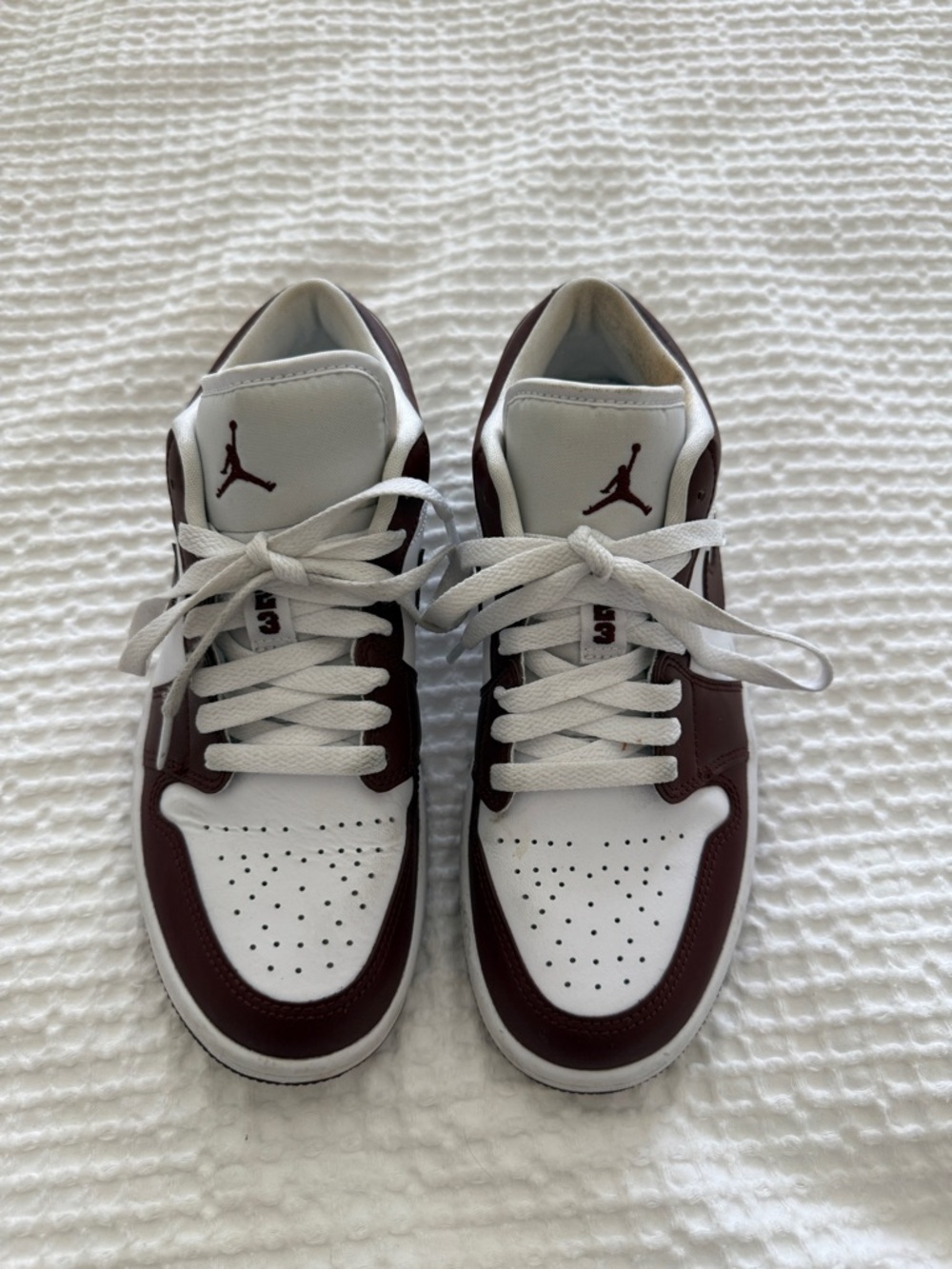 Air Jordan Low-Top Sneakers in White and Brown